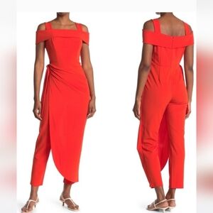 MARINA Vibrant Orange Off-Shoulder Jumpsuit
